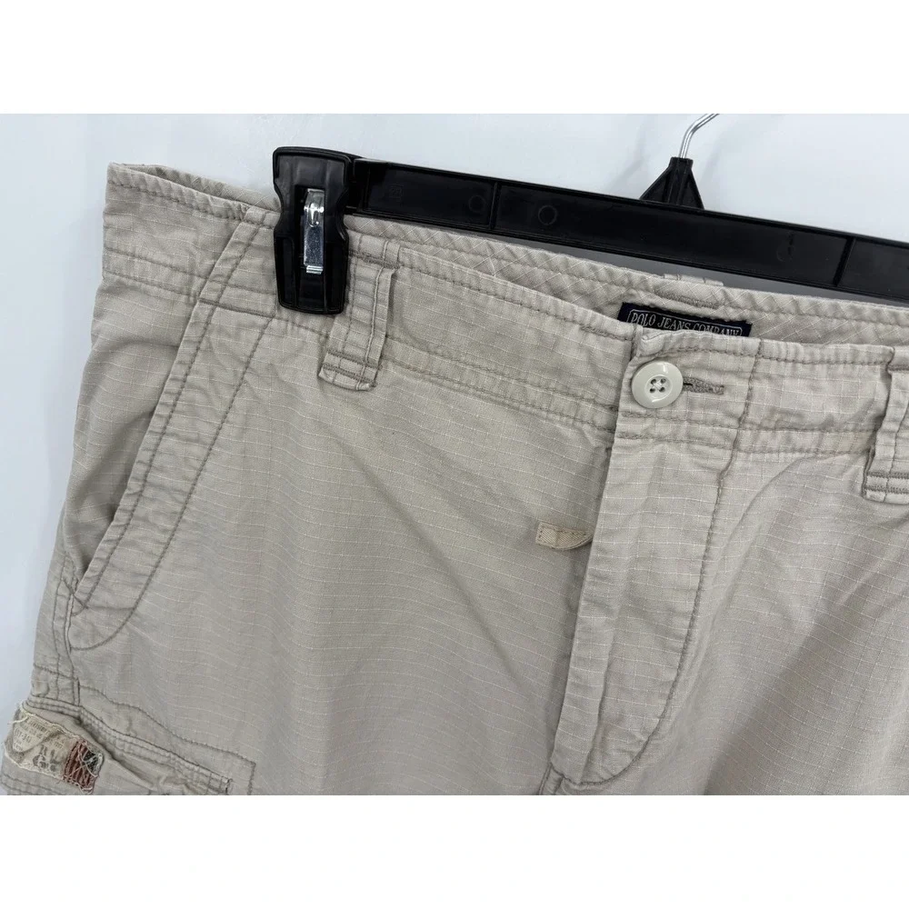 Polo Jeans Co Ralph Lauren Mens 34 Cargo Shorts Tan Ripstop Military Y2K Vintage